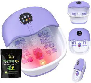 Foot Spa Bath Massager with Heat Bubbles and Vibration Massage and Jets, 16OZ Tea Tree Oil Foot Soak Epsom Salt, Collapsible Foot Bath Bucket With Infrared Fighting Infections & Remote Foot Spa Bath Massager with Heat Bubbles and Vibration Massage and Jets, 16OZ Tea Tree Oil Foot Soak Epsom Salt, Collapsible Foot Bath Bucket With Infrared Fighting Infections & Remote