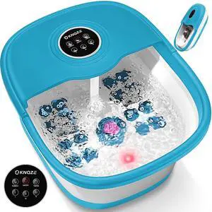 Collapsible Foot Spa with Heat, Remote Control, Temperature Control, Bubbles, Pumice Stone, Red Light, Timer, 16 Massage Roller Pedicure Foot Bath Tub Foot Soaker for Relaxation & Stress Relief
