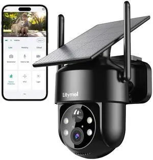 2K 2.4g WiFi Security Cameras Wireless Outdoor, 360° View Solar Cameras for Home Security, Color Night Vision, AI Detection, 2-Way Audio, Spotlight Siren Alarm, SD/Cloud Storage