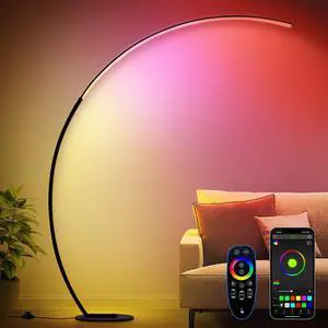 RGB Floor Lamp with 3 Color Temperatures, Ultra Bright 1800LM Smart Arc LED Floor Lamp with Remote Control, Music Sync, Scene Modes, Modern Standing Tall Lamp for Bedroom Living Room Gaming Rooms RGB Floor Lamp with 3 Color Temperatures, Ultra Bright 1800LM Smart Arc LED Floor Lamp with Remote Control, Music Sync, Scene Modes, Modern Standing Tall Lamp for Bedroom Living Room Gaming Rooms