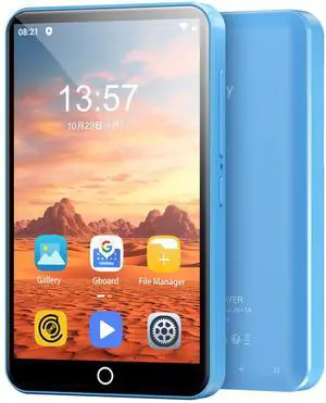 80GB MP3 Player with Bluetooth and WiFi, Mp3 & Mp4 Music Player with Spotify, Amazon Music, Deezer, Audible, 4.0" IPS Touch Screen Android Player with Speaker, FM Radio, Up to 512GB (Blue)