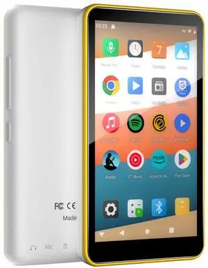 96GB Android MP3 Player for Kids with Bluetooth and WiFi - 4" Touch Screen,Streaming Music&Video Player with Spotify&Google Play Store,FM Radio,Parental Control |  MP4 Player (Yellow)
