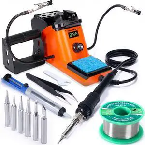 926 III 60W LED Display Soldering Iron Station Kit w 2 Helping Hands, 6 Extra Iron Tips, Roll of Lead-Free Solder, Solder Sucker, S/S Tweezers, °C/ºF Conversion, Auto Sleep & Calibration Support 926 III 60W LED Display Soldering Iron Station Kit w 2 Helping Hands, 6 Extra Iron Tips, Roll of Lead-Free Solder, Solder Sucker, S/S Tweezers, °C/ºF Conversion, Auto Sleep & Calibration Support