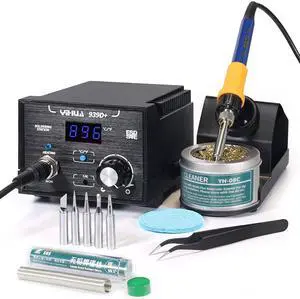 939D+ Digital Soldering Station, 75W Equivalent with Precision Heat Control (392°F to 896°F) and Built-in Transformer. ESD Safe, Lead Free with °C/°F display (Black)