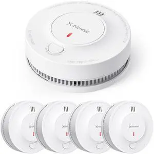 Smoke Alarm, 10-Year Battery Fire Alarm Smoke Detector with LED Indicator & Silence Button, SD2J0AX, Pack of 5