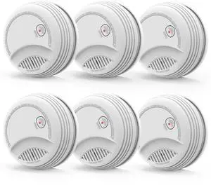 Fire Alarms Smoke Detectors, Photoelectric Sensor Smoke Alarm Battery Operated, Fire Alarm with Test Button & Low Battery Signal, LED Warning Light 85 dB Alarm Sound for Bedroom and Home, 6 Pack