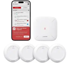 Wi-Fi Water Leak Detector Kit, Smart Water Sensor Alarm with App Alerts and Ultra-Slim Design, Water Alarm Leak Detector for Basements, 4 Water Sensors and 1 Base Station, Model SWS0A41