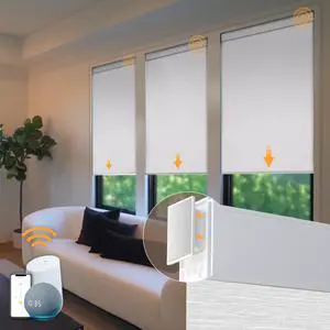 Motorized Automatic Blinds - Cordless Roller Shades with Remote Control, Smart Blinds (White, 23 x 72)