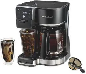 2-Way 12 Cup Programmable Drip Hot and Iced Coffee Maker & Single Serve Coffee Machine, Glass Carafe, Auto Pause and Pour, Black (47500J)