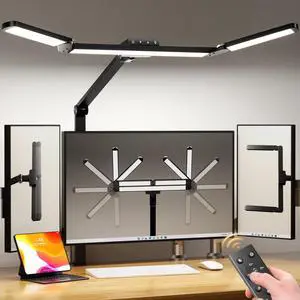 LED Desk Lamp with Clamp, Architect Desk Lamp for Home Office with Remote, 24W Ultra-Bright Desk Light with Stepless Dimming and Stepless Color Temp, Memory Function for Study and Workbench