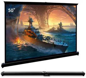 P1-SN50 50 inch Portable Projection Screen for Mini/Professional LED/LCD/DLP Projector Self Standing Pull-Out Style Indoor Outdoor Home Cinema - 4:3/16:9 Compatiable