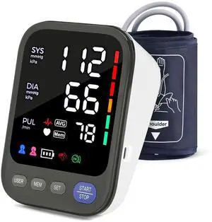 Blood Pressure Monitor, Automatic Digital Upper Arm Blood Pressure Machine with Adjustable Large Cuff, Hypertension Detector - LED Display 2 Users 240 Sets Memory