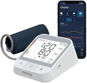 Blood Pressure Monitor  Upper Arm Cuff with Bluetooth App Sync, Irregular Heartbeat Detection, WHO Risk Indicator, Dual User Profiles, Large Display, Batteries Included