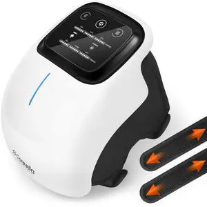 Advanced Wireless Knee Massager  Heated & Rechargeable Pad with Smart Vibration, Cordless Comfort Device & Gentle Light for Knees & Joints - XL Size Adjustable Brace - Portable Relaxation