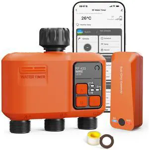 Smart WiFi Sprinkler Timer 3 Zone,WiFi Water Timer for Garden Hose with 984 FT Range,APP & Remote Control,Alexa & Google Voice Compatible,Rain Delay, Manual Mode Sprinkler System