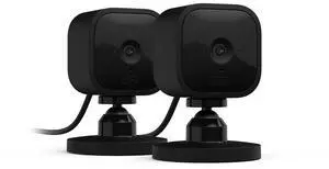 Mini - Compact indoor plug-in smart security camera, 1080p HD video, night vision, motion detection, two-way audio, easy set up, Works with Alexa  2 cameras (Black)