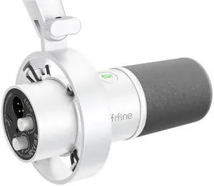 Studio XLR Dynamic Microphone, USB PC Podcast Microphone for Streaming Recording, XLR/USB Vocal Mic with Tap-to-Mute, Gain Knob, Headphones Monitoring-Amplitank K688 White