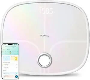 Smart Rechargeable Scale for Body Weight, BMI, Fat, Muscle Mass, Digital Bathroom Scale with 13 Metrics, Secret Mode, Bluetooth Connect to Free Apps, Rainbow White Smart Rechargeable Scale for Body Weight, BMI, Fat, Muscle Mass, Digital Bathroom Scale with 13 Metrics, Secret Mode, Bluetooth Connect to Free Apps, Rainbow White