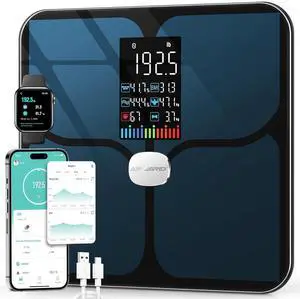 Body Fat Scale,Digital Smart Bathroom Scale for Body Weight, Large Color Display Screen, 16 Body Composition Metrics BMI, Water Weigh, Heart Rate, Baby Mode, 400lb, Rechargeable Body Fat Scale,Digital Smart Bathroom Scale for Body Weight, Large Color Display Screen, 16 Body Composition Metrics BMI, Water Weigh, Heart Rate, Baby Mode, 400lb, Rechargeable