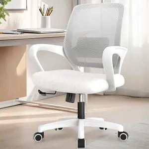 Office Desk Ergonomic Mesh Computer Chair with Lumbar Support Adjustable Height Swivel Rolling Wheels Comfy Mid Back Task Chair for Home Bedroom Vanity Study (Ivory) Office Desk Ergonomic Mesh Computer Chair with Lumbar Support Adjustable Height Swivel Rolling Wheels Comfy Mid Back Task Chair for Home Bedroom Vanity Study (Ivory)