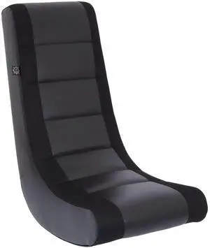 Kids & Teens Classic Video Rocker Gaming Chair  Lightweight Ergonomic Floor Rocker in Black on Black with Easy-Clean Faux Leather & Mesh