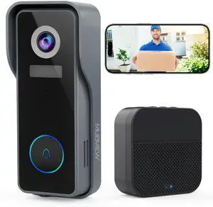 Wireless Doorbell Camera with Chime, 2K Video Doorbell Wireless with Voice Changer, Motion Detection, Anti-Theft, Night Vision, 2-Way Audio, SD/Cloud Storage, No Subscription