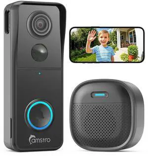 Doorbell Camera Wireless, 3K Video Doorbell with Chime, 2.4G WiFi Outdoor Security Cemera, Human Detection, 2-Way Audio, Night Vision, Voice Changer, Works with Alexa and Google Assistant