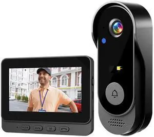 Doorbell Camera Wireless, Video Doorbell with 2.4G Module Connection, No Network and APP Required, Video Call, Two-Way Audio, Night Vision, IP66 Waterproof