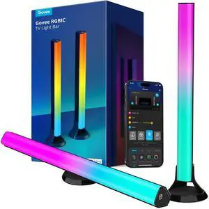 RGBIC Light Bars, 15 Inches WiFi TV Backlight Suitable for 45-70 inch TVs, Smart Light Bars with Multiple Placement Options, Work with Alexa and Google Assistant, Black