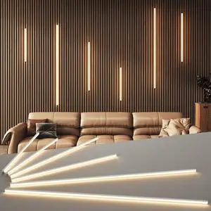 LED Recessed Lighting Kit for Wall Panels -  6pcs Adhesive Wall Strip Lights for Interior Wall Decor, 3000K Touchable Switch Lamp for Wood Slat, Wall Accent Acoustic Panels, Kitchen Home stair
