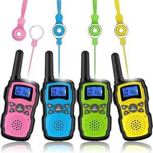 Walkie Talkies for Kids 4 Pack,Family Walky Talky Adults Children Radio Long Range,Outdoor Camping Fun Toys Birthday Present Xmas Gifts for 4 5 6 7 8 Year Old Girls Boys No Battery No Charger