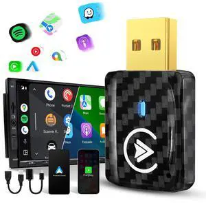 2in1 Carplay Wireless Adapter Android Auto Wireless Adapter, Mini USB Small Dongle Fast Auto Connect, Car Play Play Plug, for Apple iPhone iOS & Android 11+, OEM Wired Car Model 2017+, Black