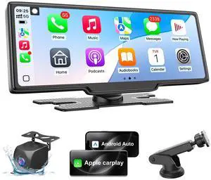 HK5 Carplay Screen for Car, 10.26 HD Wireless Apple Carplay & Android Auto Touchscreen with Backup Camera, Car Play Screen iOS 26 Compatible, GPS Navigation/Mirror Link/Siri/FM (No Front Camera)