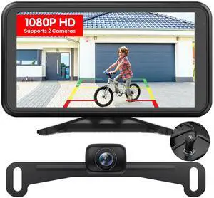 Wireless Backup Camera for Car Easy Install: No Delay 5" HD 1080P Rear View Camera with Clear Night Vision 2 Channels, IP69K Waterproof Back Up Camera System for Truck, Pickup, SUV, Van - W12