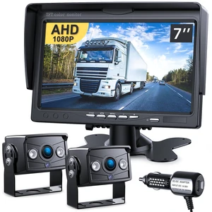 Wired RV Backup Camera, 7" 1080P IPS Monitor & 2 Rear View Cameras Back Up Camera for Truck RV Trailer Tractor Skid Steer, Reverse Camera for Semi Truck, IP69 Waterproof Night Vision TZ102 Wired RV Backup Camera, 7" 1080P IPS Monitor & 2 Rear View Cameras Back Up Camera for Truck RV Trailer Tractor Skid Steer, Reverse Camera for Semi Truck, IP69 Waterproof Night Vision TZ102