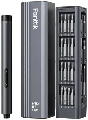 E1 Max Electric Screwdriver, Mini Precision Screwdriver Set, 50 Magnetic Bits, Magnetic Storage, 5/32Hex, Repair Tool Kit for Electronics Phone Camera Laptop Watch (Grey)