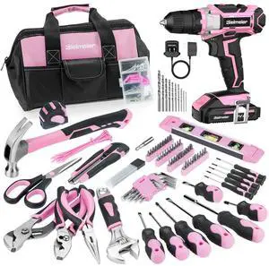 20V 236Pcs Cordless Pink Drill Set for Women, Ladys Essential Home Tool Kit with Pink Bag, Perfect DIY Electric Screwdriver Set for Home Repair & Gifts