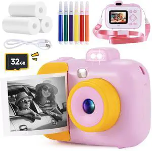 Kids Camera Instant Print for Girls Boys Age 3-12 Kids Toys, 12MP 1080P Kids Digital Cameras Christmas Birthday Gifts for 4 5 6 7 8 9 10 Year Old Girls, Toddler Camera