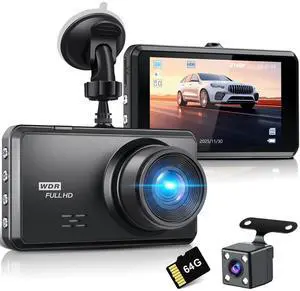 S7 4K Dash Cam Front and Rear,64G SD Card,2160P+1080P FHD Dual Dash Camera for Cars,176°+160° Wide Angle,3.2'' IPS Screen Dashcam,Loop Recording,G-Sensor,WDR,24H Parking Monitor,Night Vision