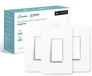 Matter Smart Light Switch: Voice Control w/Siri, Alexa & Google Assistant, UL Certified, Timer & Schedule, Easy Guided Install, Neutral Wire Required, Single Pole, 2.4GHz Wi-Fi, 3-Pack