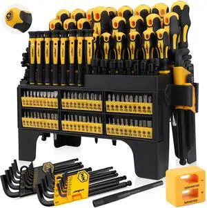 140-Piece Magnetic Screwdriver Set with Plastic Racking, Includes SAE & Metric Hex Keys, Precision Screwdriver and Magnetizer Demagnetizer DIY Tools for Men Tools Gift