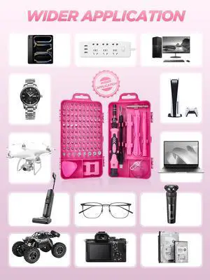 Pink Cordless Drill Set 202 Pcs, 21V Pink Power Drill Tool Set Kit with Storage Bag, Electric Drill Set for Women, Precision Screwdriver set, Magnetic Wristband, for Home DIY Projects Pink Cordless Drill Set 202 Pcs, 21V Pink Power Drill Tool Set Kit with Storage Bag, Electric Drill Set for Women, Precision Screwdriver set, Magnetic Wristband, for Home DIY Projects