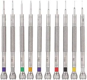 Professional Screwdriver Kit by W&S for Watches, Glasses and Accessories: (10pc Tool Set) - to Adjust, Remove, Replace and Repair - Stainless Steel Professional - 10 Piece
