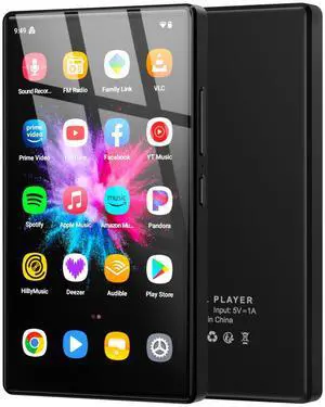 5" MP3 Player with Android 13 OS, 96GB MP3 Player with Bluetooth and WiFi, 1080P HD MP4 Player, Music Player Preloaded with Spotify, Audible, and Play Store (Black)
