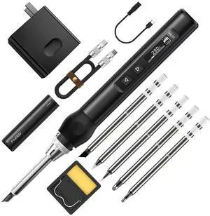 Soldering Iron Kit, DC/PD(96W/65W) Mini Digital Soldering Iron, 180-780 Fast Heating, 6 Soldering Tips, Digital OLED Screen Display, Auto Sleep (With Power Adapter)