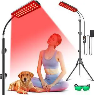 Red Light Therapy Lamp for Body, Infrared Light Therapy Lamps with Stand, 660nm Red and 850nm Near Infrared Redlight Therapy Device for Full Body Overall Health at Home with Eyes Protection