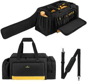 Chainsaw Carrying Case, Waterproof Foldable Chainsaw Storage Bag Compatible with Greenworks, Dewalt, EGO Power+ 14''/16''/18'' Chainsaws and Cordless Chainsaw, Black&Yellow
