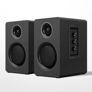 Computer Speakers for Desktop PC, Active Bookshelf Speaker with 3 Carbon Fiber Woofer and Silk Film Tweeter ,Supports Bluetooth 5.3, USB-C, AUX/RCA Input for Record Player TV - Black Stereo Set