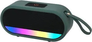 Portable Bluetooth Speaker, Bluetooth 5.3 with Punchy bass for Home/Outdoor, Built-in Lights, IP7 Waterproof, Wireless Speaker Stereo Pairing Green