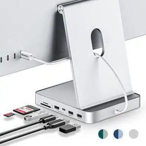 USB C Hub for iMac 24 inch 2021/2023/2024, iMac Hub Support M.2 NVMe SSD, iMac Accessories for iMac M1/M3/M4, iMac Adapter with USB A/C 10Gbps, SD/TF, M.2 SSD (Not Included), Silver